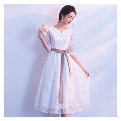 sachin and babi light blue dress Chic White Lace Long Sleeve Sheer Homecoming Dress Party Dress US0 / White