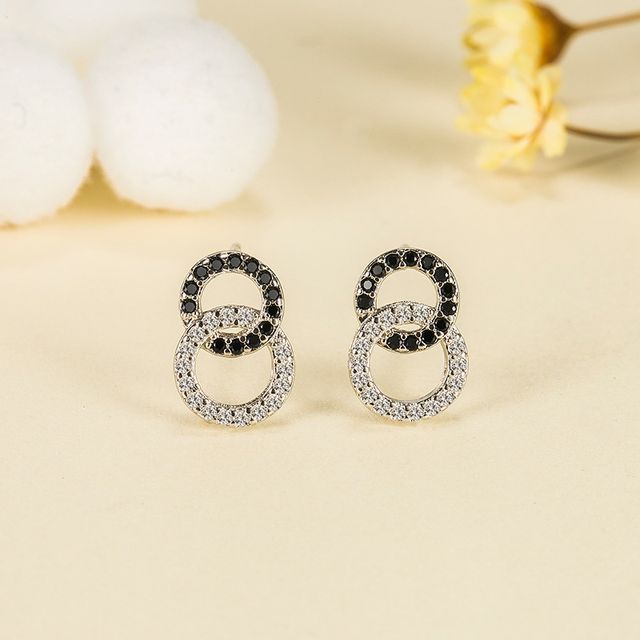 Forainer-Rhinestone Hoop Dangle Earring