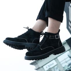 Tanzanite - Contrast Stitching Lace-Up Ankle Boots Tanzanite - Contrast Stitching Lace-Up Ankle Boots