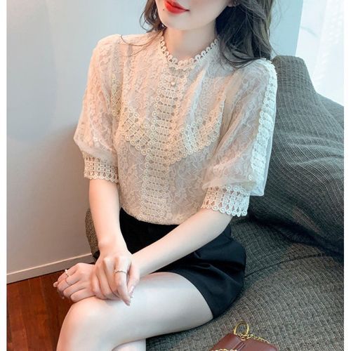 herlipto Puffed Sleeve Lace Blouse 高級素材使用ブランド レディース