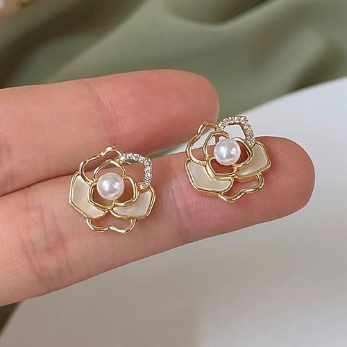 Color Blossom Sun Ear Stud, Pink Gold And Grey Mother-Of-Pearl - Per Unit -  Categories