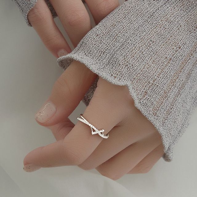 pexrl jewelry-Layered Sterling Silver Open Ring
