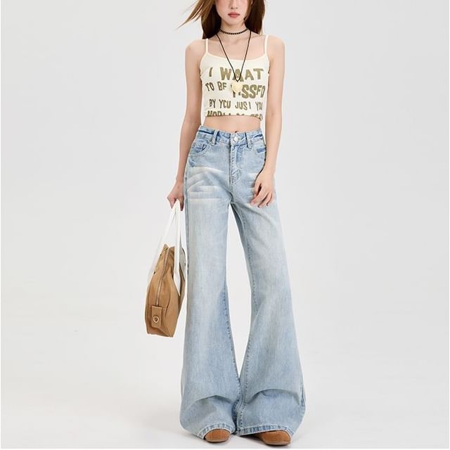 Denimot-High Rise Washed Flared Jeans Various Designs