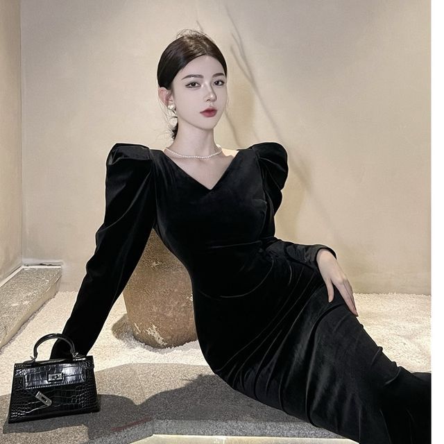 asos black swing dress