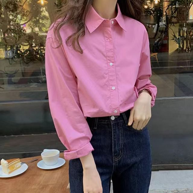 ISSOL-Long-Sleeve Plain Shirt
