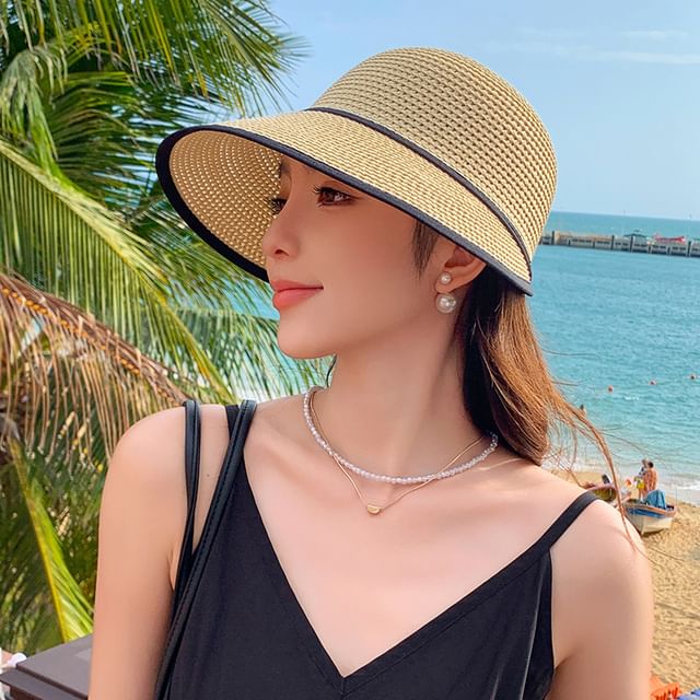 FROME-Contrast Trim Straw Sun Hat