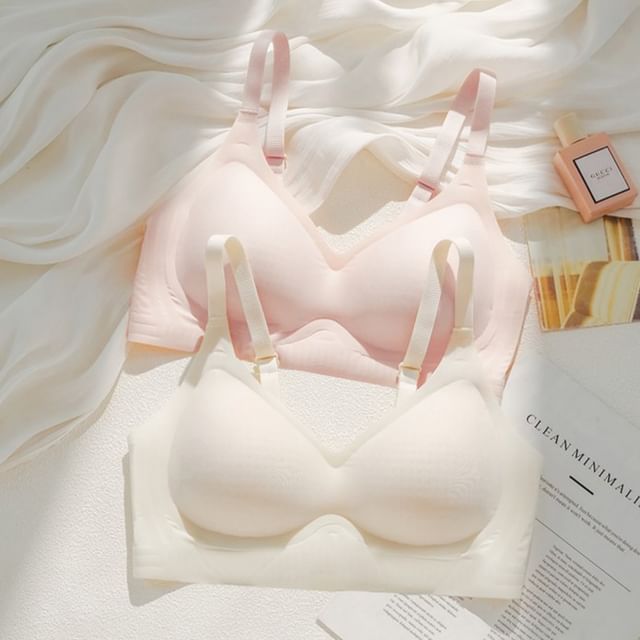 HYG Lingerie-Plain Seamless Push Up Bra Set