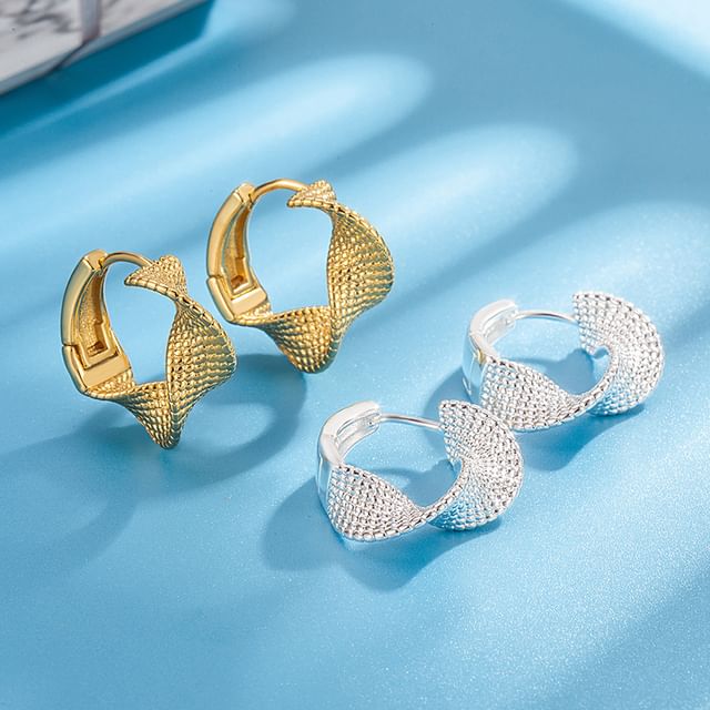 Forainer-Twisted Alloy Hoop Earring