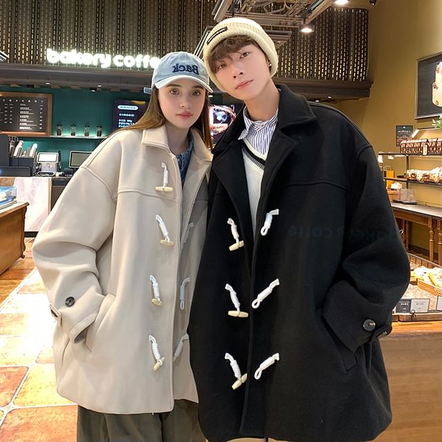 Bay Go Mall-Plain Duffle Coat