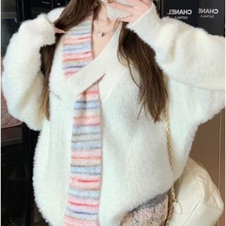 Trendycas-Scarfed Plain Sweater