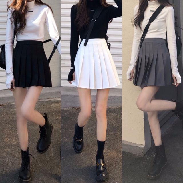 Strawolf-High-Waist Pleated Mini Skirt