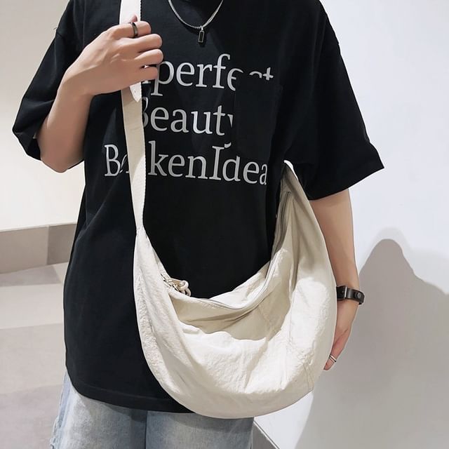 Hikuozy-Nylon Plain Hobo Bag