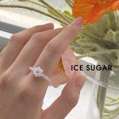 ICE SUGAR - Beaded Flower Ring ICE SUGAR - Beaded Flower Ring