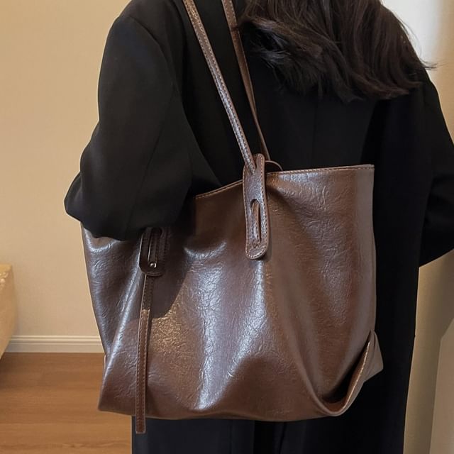 Skyglow-Faux Leather Tote Bag