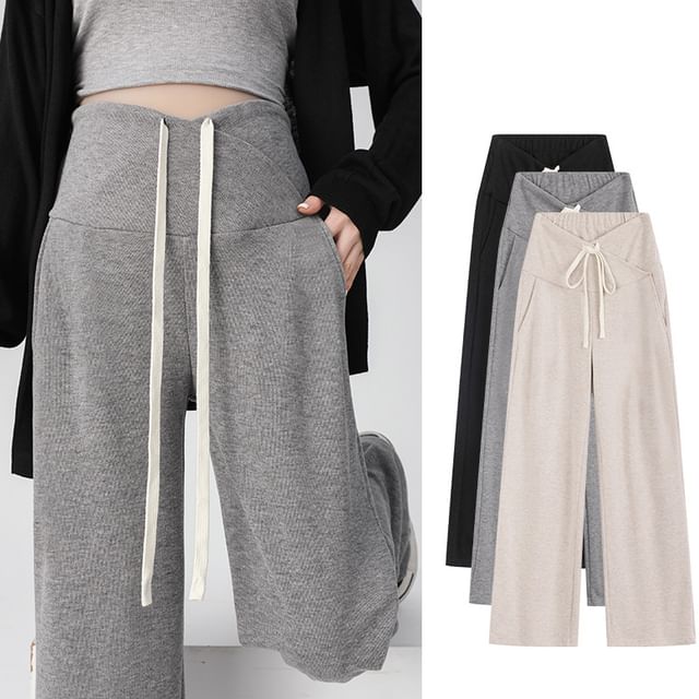 Melon Juice-Maternity High Waist Plain Wide Leg Pants