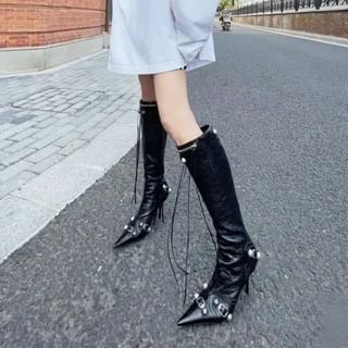 Bolitin High Heel Pointed Buckled Tall Boots