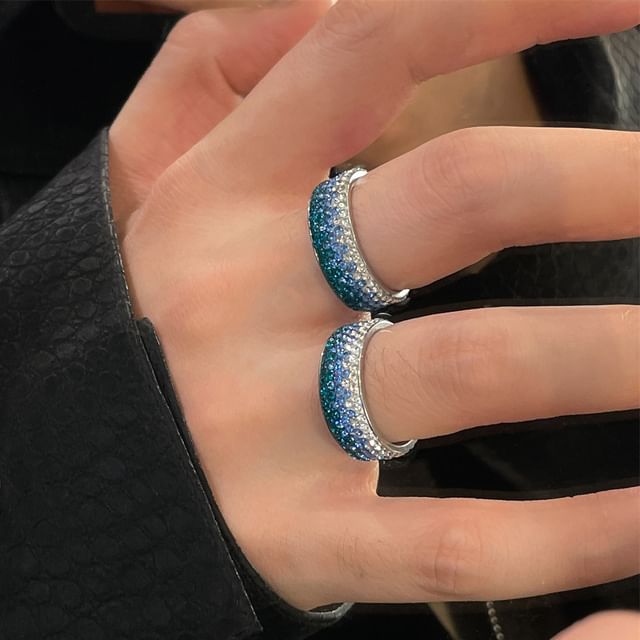Lilafey-Gradient Rhinestone Stainless Steel Ring