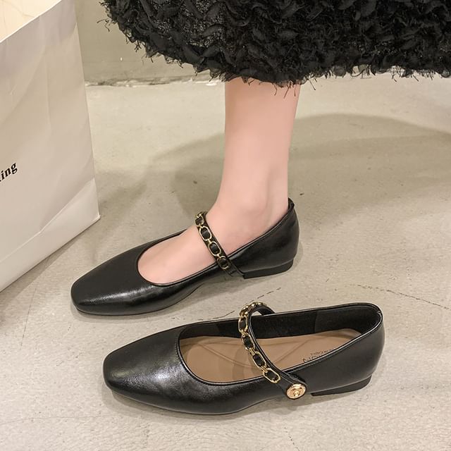 Nikao-Square Toe Mary Jane Flats