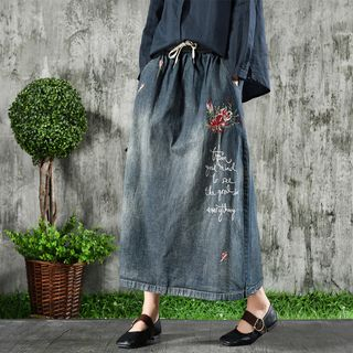 drawstring denim skirt