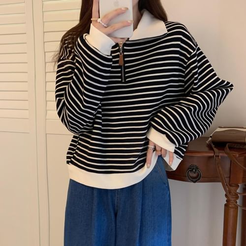 Half zip striped online sweatshirt