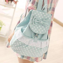 Canvas Love - Bow-Accent & Polka Dot Canvas Backpack Canvas Love - Bow-Accent & Polka Dot Canvas Backpack