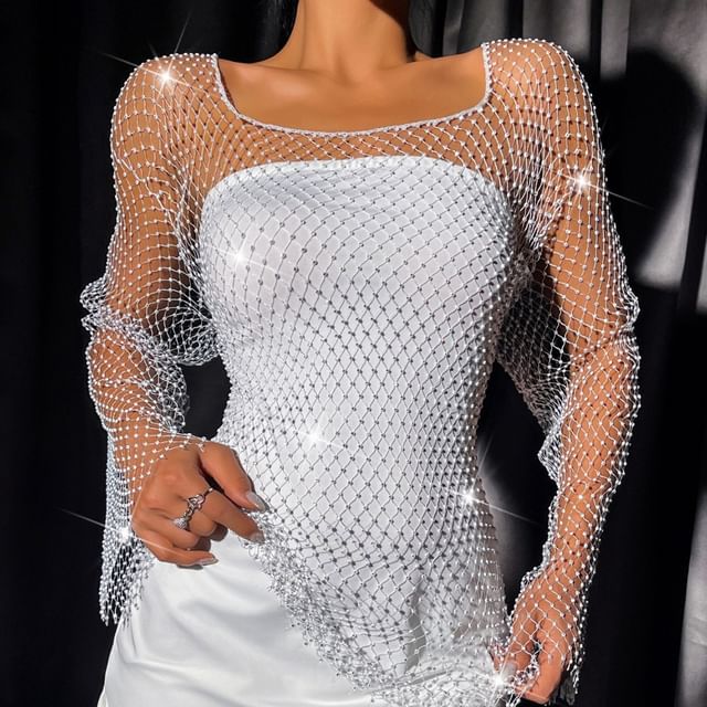 chinese dress ladies Sandy Rainbow Fishnet Cover- Up Dress – Dellaskloset main image 0