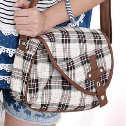 59 Seconds Plaid Messenger Bag YesStyle