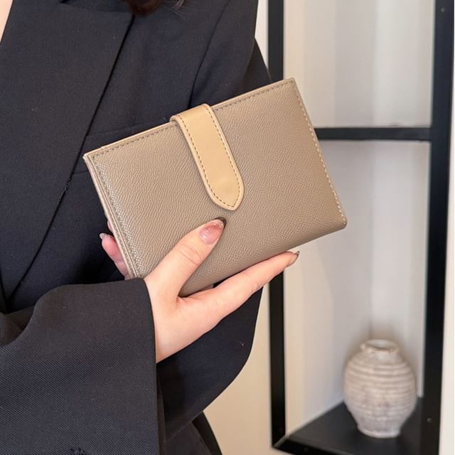 Skyglow-Faux Leather Plain Snap Wallet