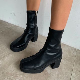 square toe sock boots