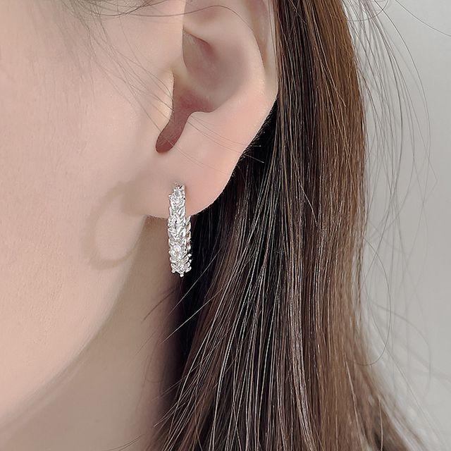 Chimerro-Wheat Rhinestone Alloy Hoop Earring