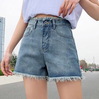MARION - High-Waist Denim Shorts | YesStyle