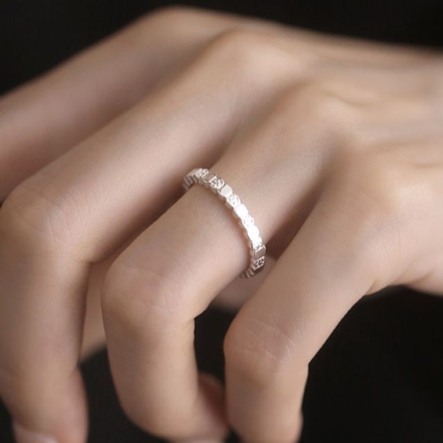 Parskletie-Rhinestone Sterling Silver Open Ring