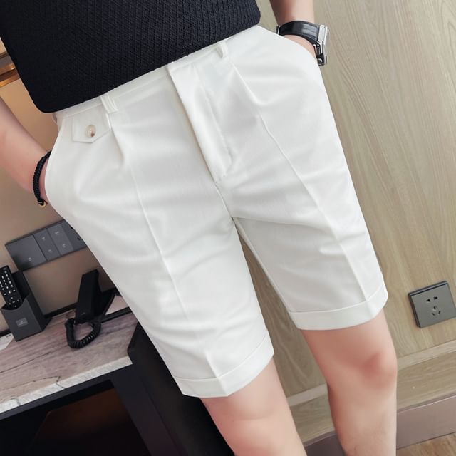 Blueforce-Mid Rise Plain Dress Shorts