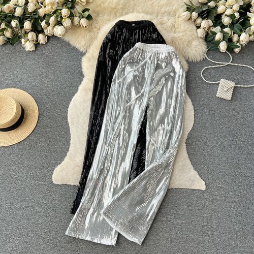 Wide leg silver sequin pants – The Gallery