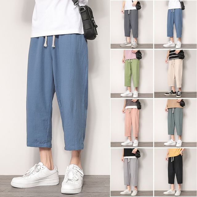 FORSETI-Mid Rise Plain Tapered Pants
