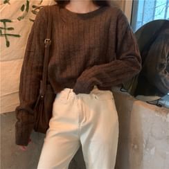 Moon City - Ribbed Knit Cropped Sweater