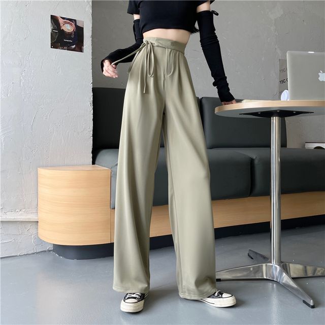 hot shot mini dress green High Waist Wide Leg Dress Pants main image 1