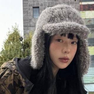 4-4 STUDIO-Plain Fluffy Trapper Hat