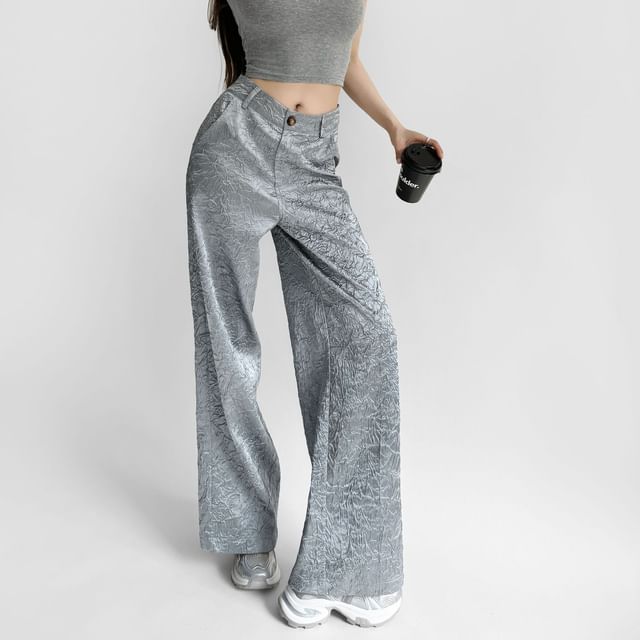 Asiris-Mid Rise Plain Wide Leg Pants