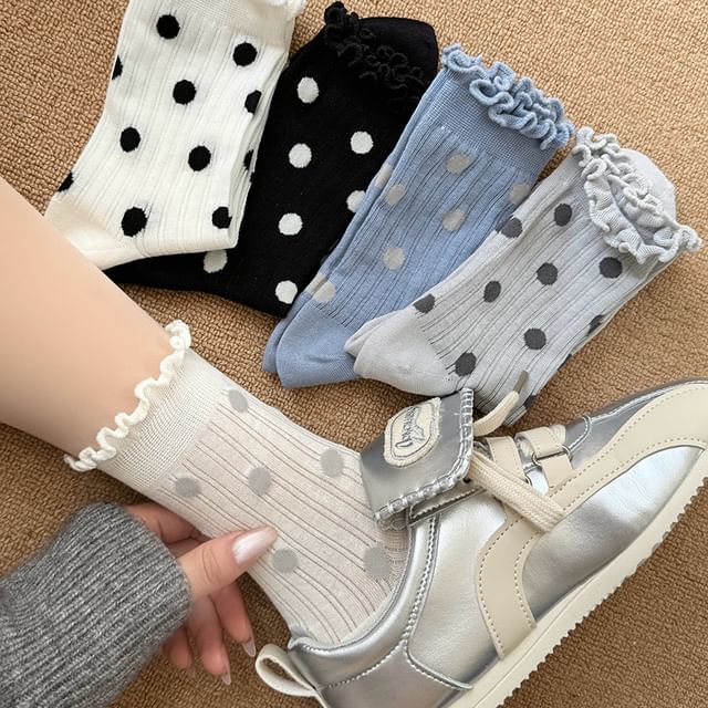 Mimiyu-Dotted Frill Short Socks Set