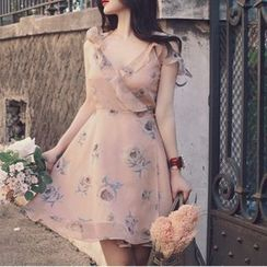 Doowex - Floral Ruffled A-Line Dress
