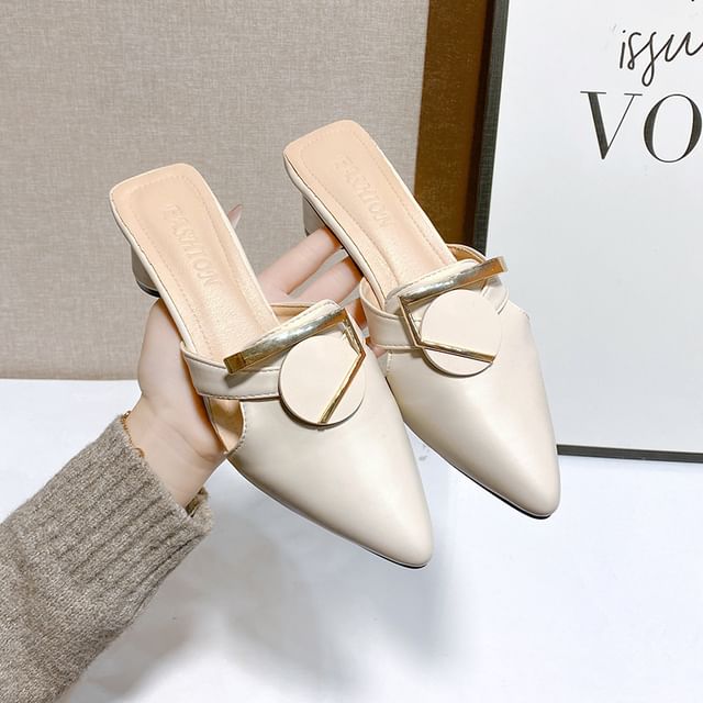Asterisk-Block Heel Pointed Mules