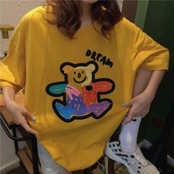 Cloud Nine - Bear Print Elbow-Sleeve T-Shirt Cloud Nine - Bear Print Elbow-Sleeve T-Shirt