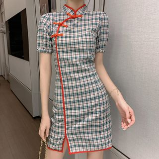 plaid qipao