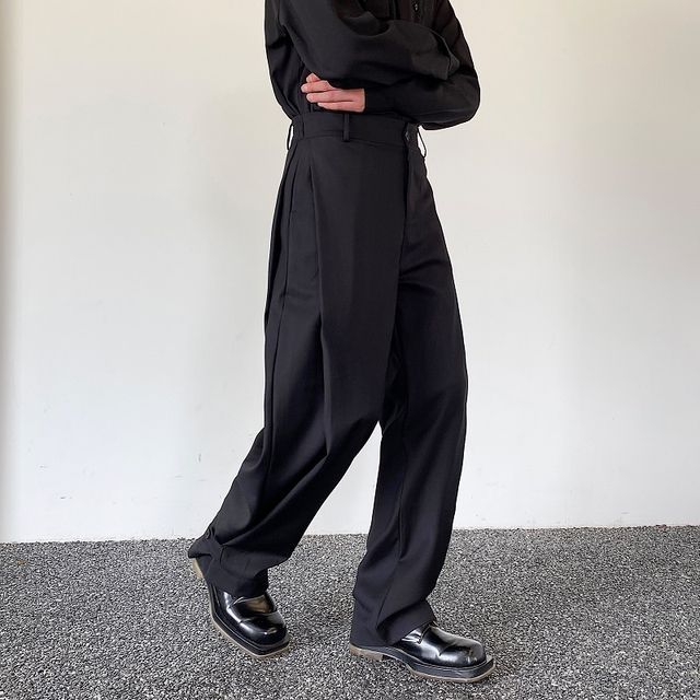 Bjorn-High Waist Plain Wide Leg Pants