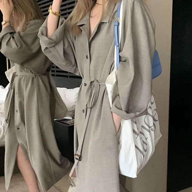 Everose-Plain Oversized Long Shirt