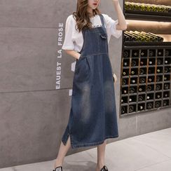 Gecko - Washed Denim Pinafore Dress Gecko - Washed Denim Pinafore Dress