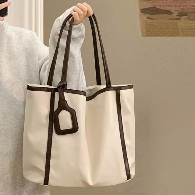 Basaran-Contrast Trim Tote Bag