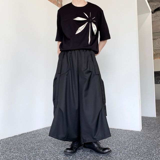 Bjorn-High Waist Plain Cropped Wide Leg Pants
