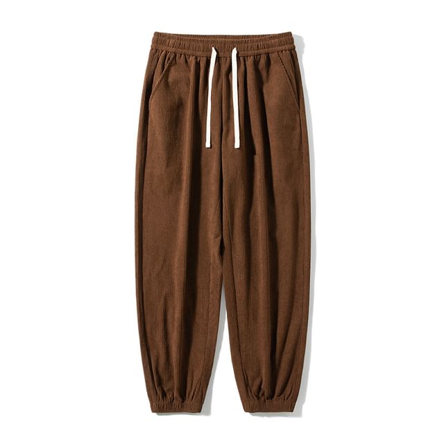 【SATIIIZ】Ellen Button Corduroy Balloon Pants Balloon Straight-Leg Cotton-Corduroy Trousers من DE BONNE